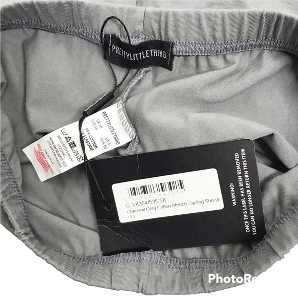 Prettylittlething charcoal grey cotton stretch cycling shorts size 6 NWT - Picture 7 of 9